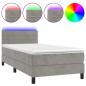 Preview: Boxspringbett mit Matratze & LED Hellgrau 100x200 cm Samt