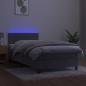 Preview: Boxspringbett mit Matratze & LED Hellgrau 100x200 cm Samt