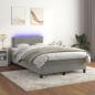 Preview: ARDEBO.de - Boxspringbett mit Matratze & LED Hellgrau 120x200 cm Samt