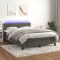 Preview: ARDEBO.de - Boxspringbett mit Matratze & LED Dunkelgrau 140x190 cm Samt