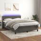 Preview: ARDEBO.de - Boxspringbett mit Matratze & LED Dunkelgrau 140x200 cm Samt