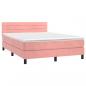 Preview: Boxspringbett mit Matratze & LED Rosa 140x200 cm Samt