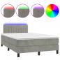 Preview: Boxspringbett mit Matratze & LED Hellgrau 120x200 cm Samt