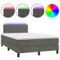 Preview: Boxspringbett mit Matratze & LED Dunkelgrau 120x200 cm Samt