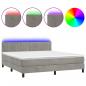 Preview: Boxspringbett mit Matratze & LED Hellgrau 160x200 cm Samt