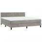 Preview: Boxspringbett mit Matratze & LED Hellgrau 160x200 cm Samt