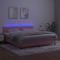 Preview: Boxspringbett mit Matratze & LED Rosa 160x200 cm Samt