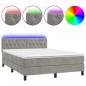 Preview: Boxspringbett mit Matratze & LED Hellgrau 140x200 cm Samt