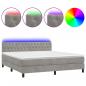 Preview: Boxspringbett mit Matratze & LED Hellgrau 160x200 cm Samt