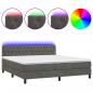 Preview: Boxspringbett mit Matratze & LED Dunkelgrau 160x200 cm Samt