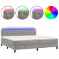 Preview: Boxspringbett mit Matratze & LED Hellgrau 200x200 cm Samt