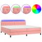 Preview: Boxspringbett mit Matratze & LED Rosa 200x200 cm Samt