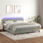 Preview: ARDEBO.de - Boxspringbett mit Matratze & LED Hellgrau 160x200 cm Samt