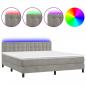 Preview: Boxspringbett mit Matratze & LED Hellgrau 160x200 cm Samt