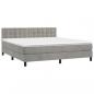 Preview: Boxspringbett mit Matratze & LED Hellgrau 160x200 cm Samt