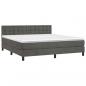 Preview: Boxspringbett mit Matratze & LED Dunkelgrau 160x200 cm Samt