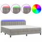 Preview: Boxspringbett mit Matratze & LED Hellgrau 200x200 cm Samt