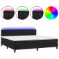 Preview: Boxspringbett mit Matratze & LED Schwarz 200x200 cm Samt