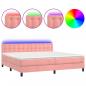 Preview: Boxspringbett mit Matratze & LED Rosa 200x200 cm Samt