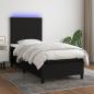 Preview: ARDEBO.de - Boxspringbett mit Matratze & LED Schwarz 80x200 cm Stoff