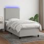 Preview: ARDEBO.de - Boxspringbett mit Matratze & LED Hellgrau 90x190 cm Stoff