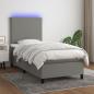 Preview: ARDEBO.de - Boxspringbett mit Matratze & LED Dunkelgrau 90x200 cm Stoff