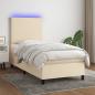 Preview: ARDEBO.de - Boxspringbett mit Matratze & LED Creme 90x200 cm Stoff