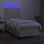 Preview: Boxspringbett mit Matratze & LED Creme 90x200 cm Stoff