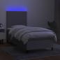 Preview: Boxspringbett mit Matratze & LED Hellgrau 100x200 cm Stoff