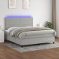 Preview: ARDEBO.de - Boxspringbett mit Matratze & LED Hellgrau 180x200 cm Stoff