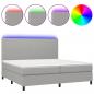 Preview: Boxspringbett mit Matratze & LED Hellgrau 200x200 cm Stoff