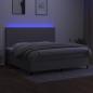 Preview: Boxspringbett mit Matratze & LED Hellgrau 200x200 cm Stoff