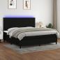 Preview: ARDEBO.de - Boxspringbett mit Matratze & LED Schwarz 200x200 cm Stoff