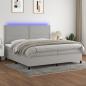 Preview: ARDEBO.de - Boxspringbett mit Matratze & LED Hellgrau 200x200 cm Stoff