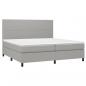 Preview: Boxspringbett mit Matratze & LED Hellgrau 200x200 cm Stoff