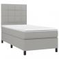 Preview: Boxspringbett mit Matratze & LED Hellgrau 90x200 cm Stoff