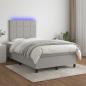 Preview: ARDEBO.de - Boxspringbett mit Matratze & LED Hellgrau 120x200 cm Stoff