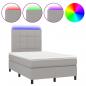 Preview: Boxspringbett mit Matratze & LED Hellgrau 120x200 cm Stoff