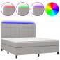 Preview: Boxspringbett mit Matratze & LED Hellgrau 160x200 cm Stoff