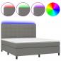 Preview: Boxspringbett mit Matratze & LED Dunkelgrau 160x200 cm Stoff