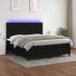 Preview: ARDEBO.de - Boxspringbett mit Matratze & LED Schwarz 160x200 cm Stoff