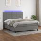 Preview: ARDEBO.de - Boxspringbett mit Matratze & LED Dunkelgrau 180x200 cm Stoff