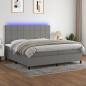 Preview: ARDEBO.de - Boxspringbett mit Matratze & LED Dunkelgrau 200x200 cm Stoff