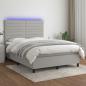 Preview: ARDEBO.de - Boxspringbett mit Matratze & LED Hellgrau 140x190 cm Stoff