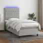 Preview: ARDEBO.de - Boxspringbett mit Matratze & LED Hellgrau 80x200 cm Stoff