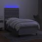 Preview: Boxspringbett mit Matratze & LED Hellgrau 80x200 cm Stoff