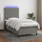 Preview: ARDEBO.de - Boxspringbett mit Matratze & LED Dunkelgrau 90x200 cm Stoff