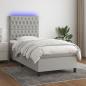 Preview: ARDEBO.de - Boxspringbett mit Matratze & LED Hellgrau 100x200 cm Stoff