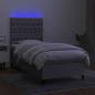 Preview: Boxspringbett mit Matratze & LED Hellgrau 100x200 cm Stoff