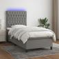 Preview: ARDEBO.de - Boxspringbett mit Matratze & LED Dunkelgrau 100x200 cm Stoff